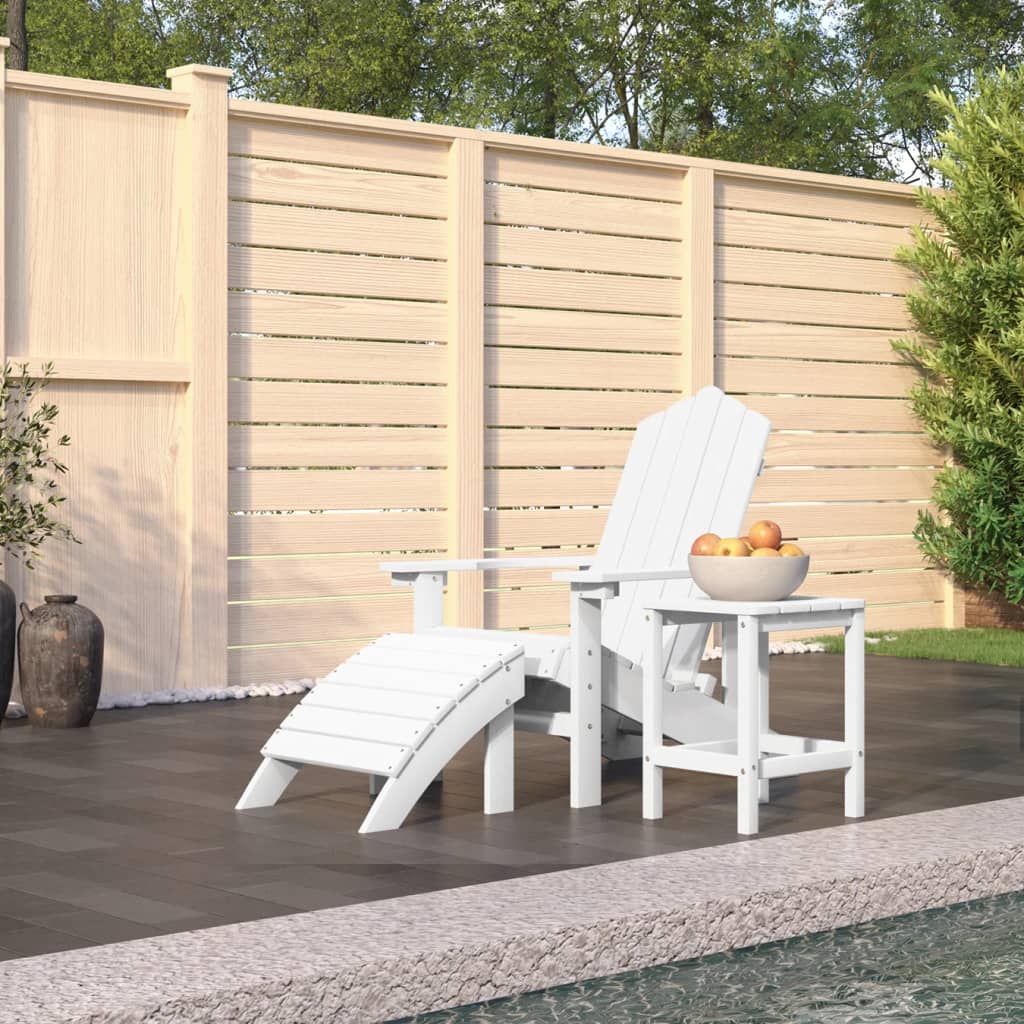 Garden Adirondack Chair with Footstool & Table HDPE