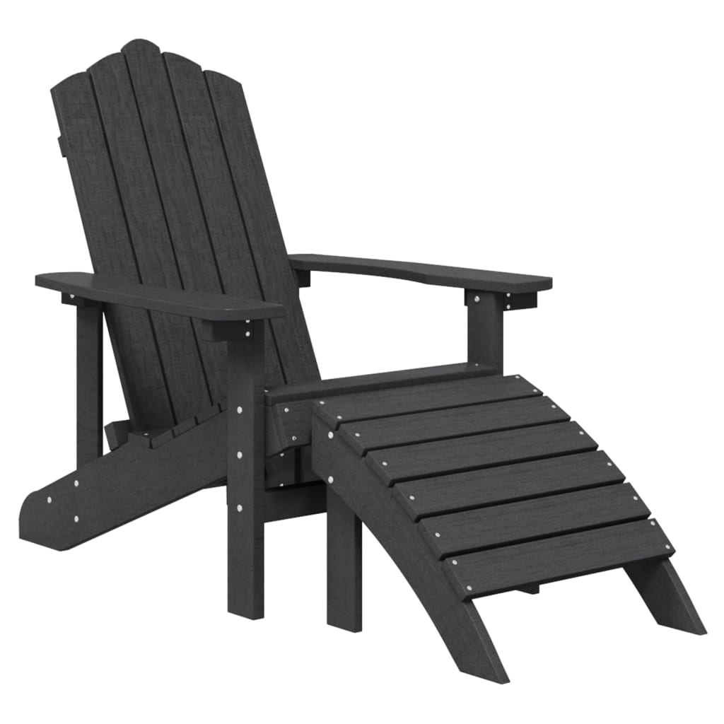 Garden Adirondack Chair with Footstool & Table HDPE