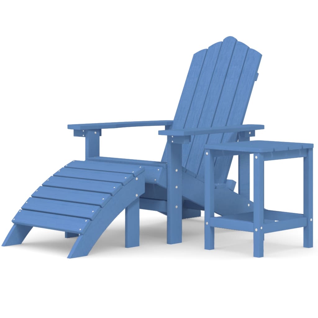 Garden Adirondack Chair with Footstool & Table HDPE