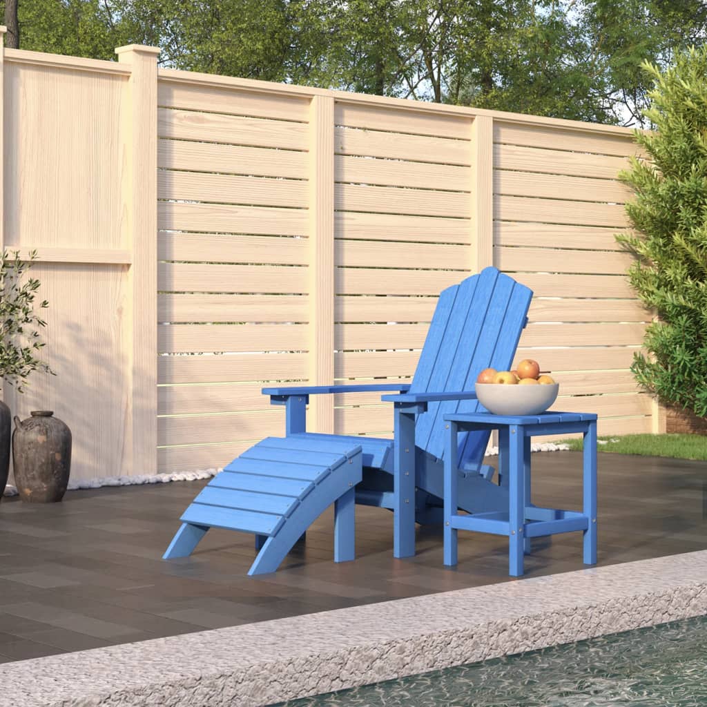 Garden Adirondack Chair with Footstool & Table HDPE