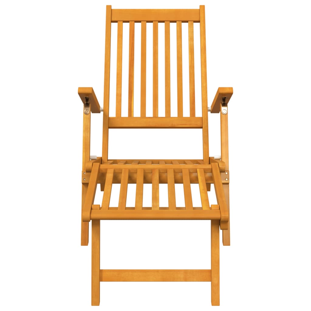 Pair of Outdoor Deck Chairs with Optional Table in Solid Wood Acacia