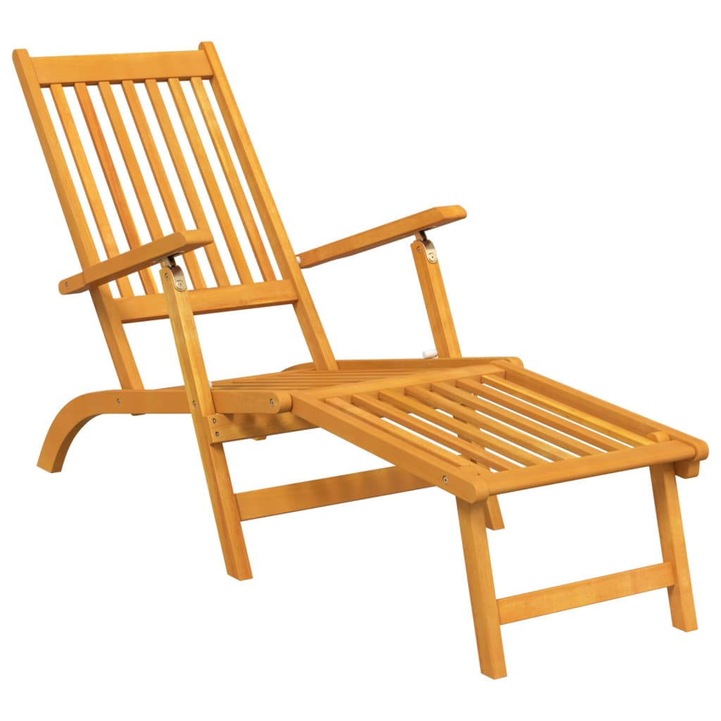 Pair of Outdoor Deck Chairs with Optional Table in Solid Wood Acacia