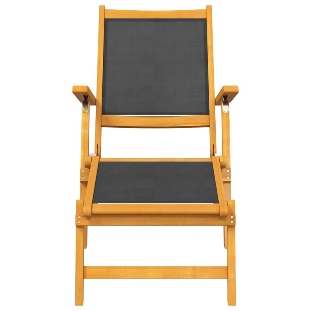 Pair of Outdoor Deck Chairs with Optional Table in Solid Wood Acacia and Fabric