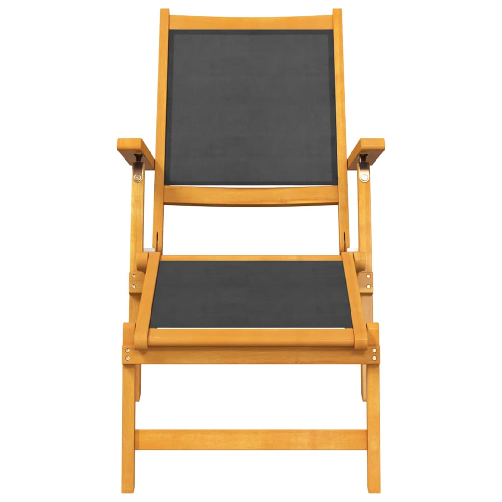 Pair of Outdoor Deck Chairs with Optional Table in Solid Wood Acacia and Fabric