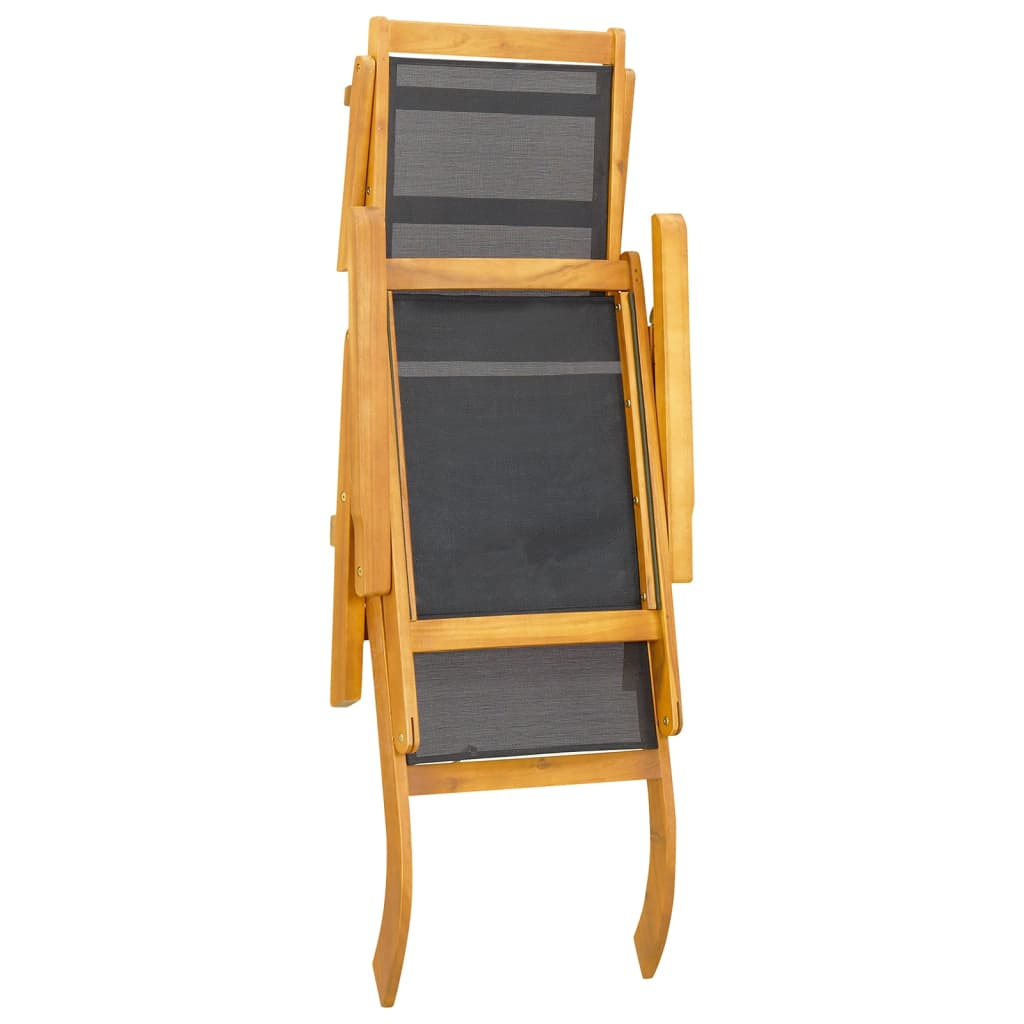 Pair of Outdoor Deck Chairs with Optional Table in Solid Wood Acacia and Fabric