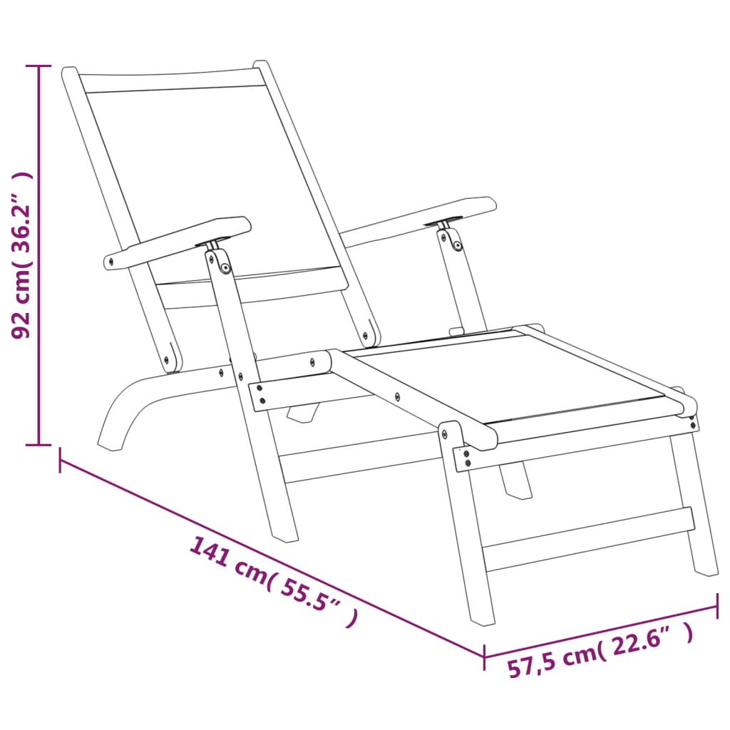 Pair of Outdoor Deck Chairs with Optional Table in Solid Wood Acacia and Fabric