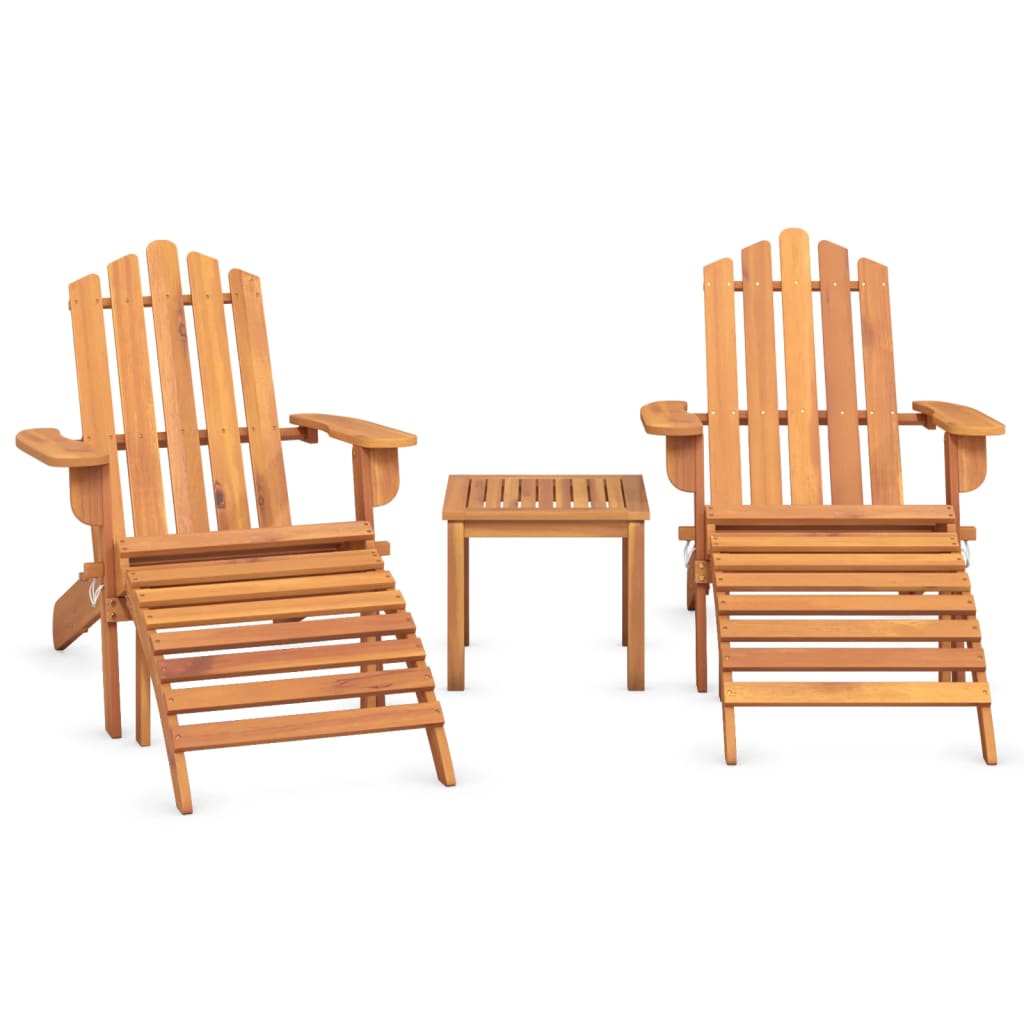 Adirondack Garden Lounge in Acacia Wood - 3 Piece, Multiple Seating Options