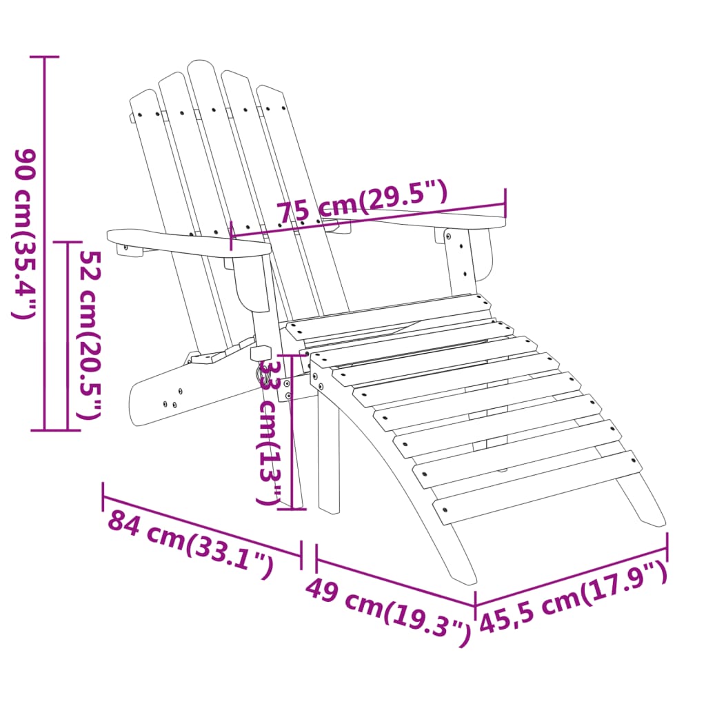 Adirondack Garden Lounge in Acacia Wood - 3 Piece, Multiple Seating Options