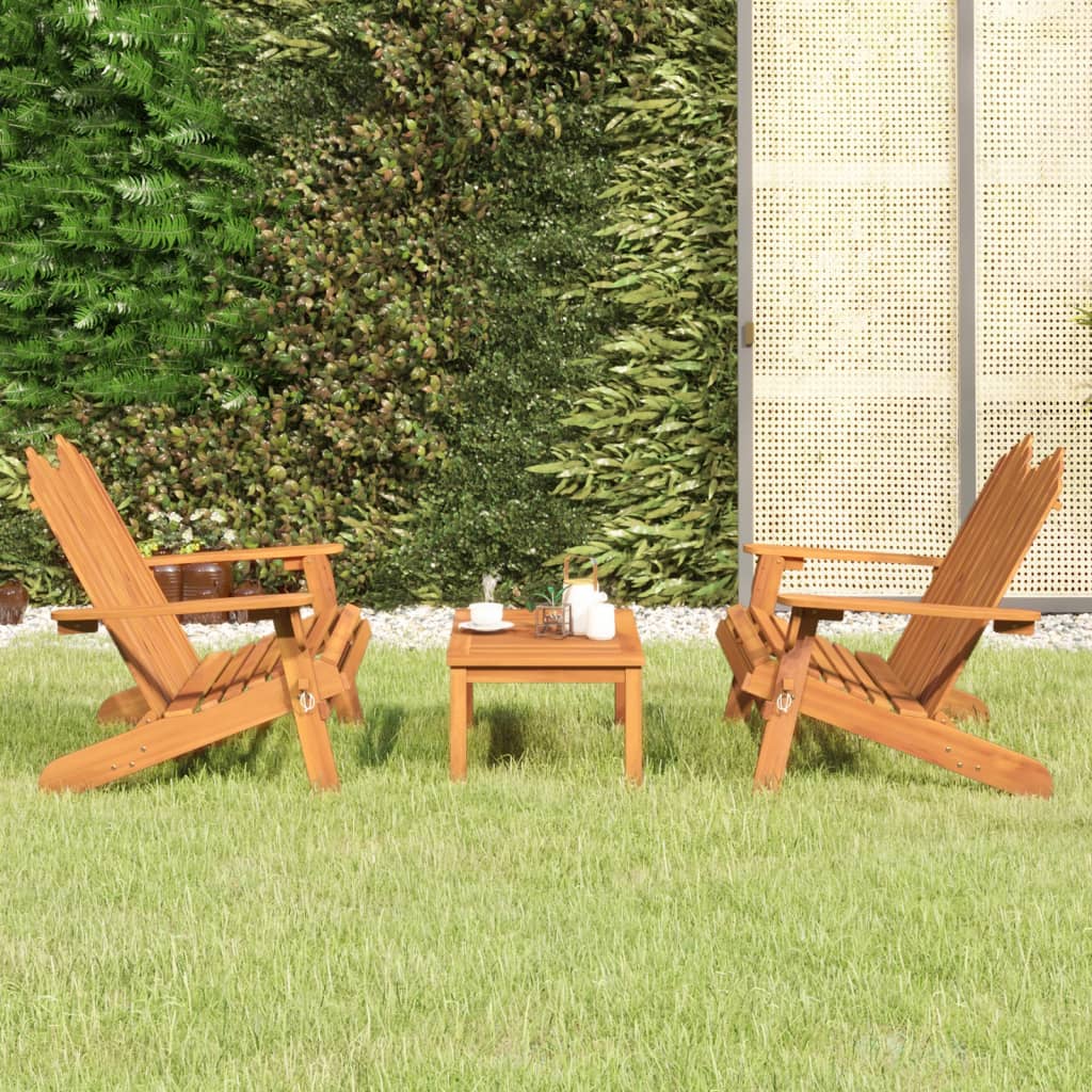 Adirondack Garden Lounge in Acacia Wood - 3 Piece, Multiple Seating Options