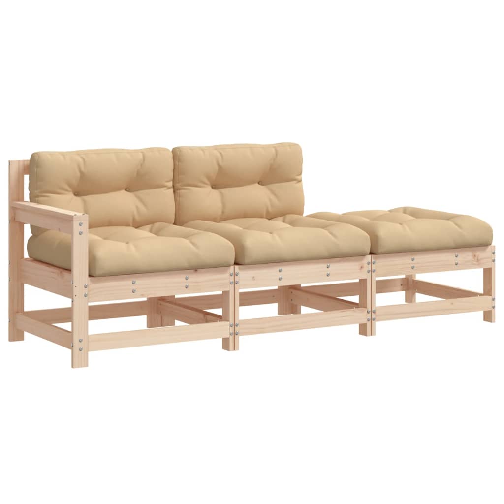 3 Piece Solid Wood Garden Lounge Set with Cushions