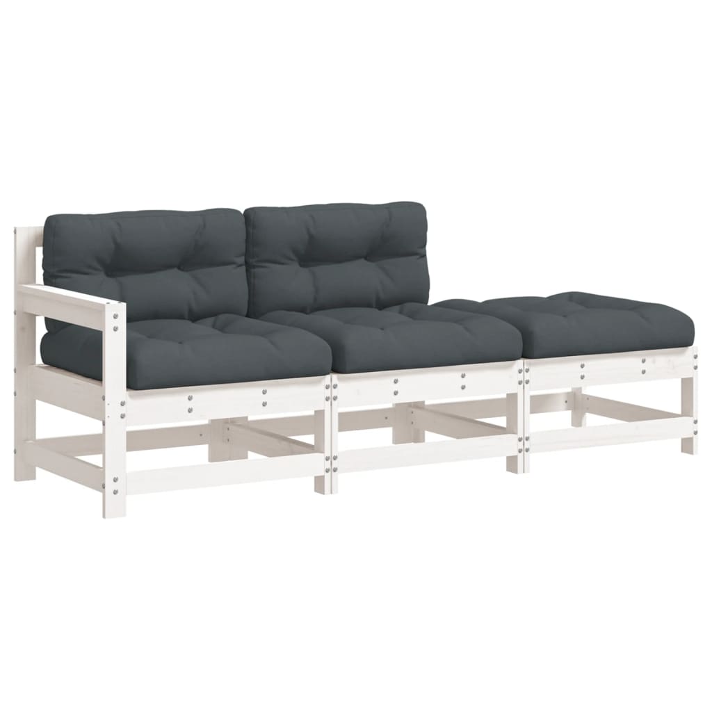 3 Piece Solid Wood Garden Lounge Set with Cushions