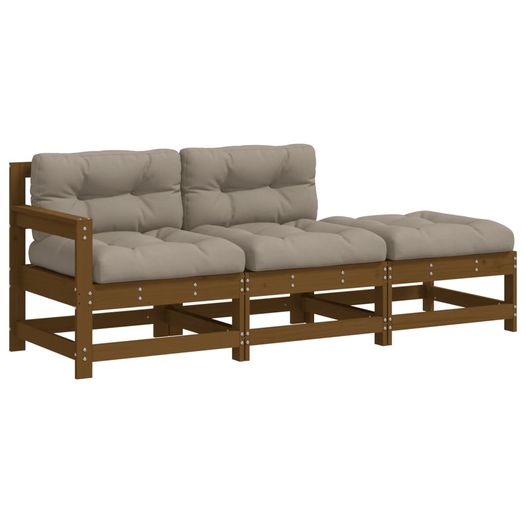 3 Piece Solid Wood Garden Lounge Set with Cushions