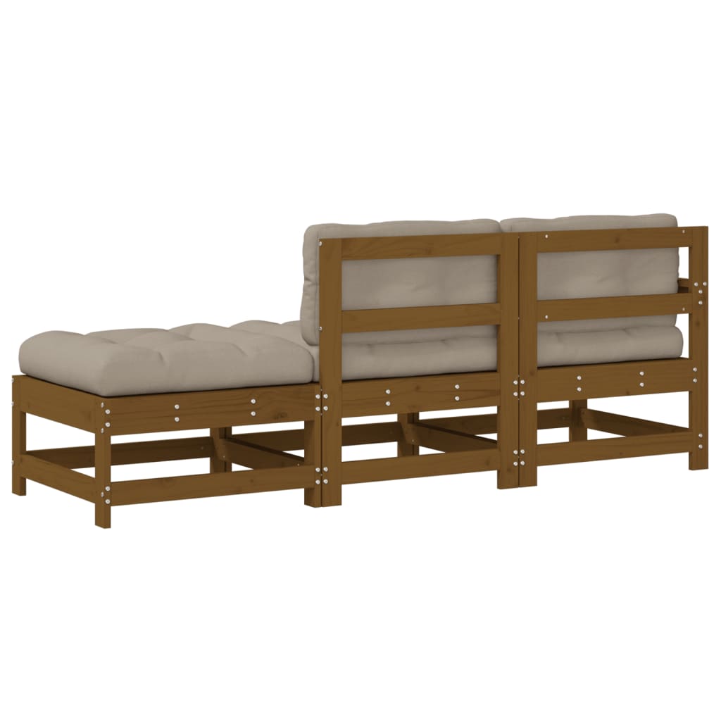 3 Piece Solid Wood Garden Lounge Set with Cushions
