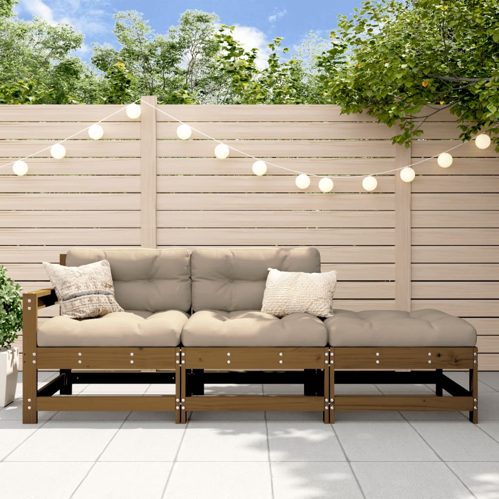 3 Piece Solid Wood Garden Lounge Set with Cushions