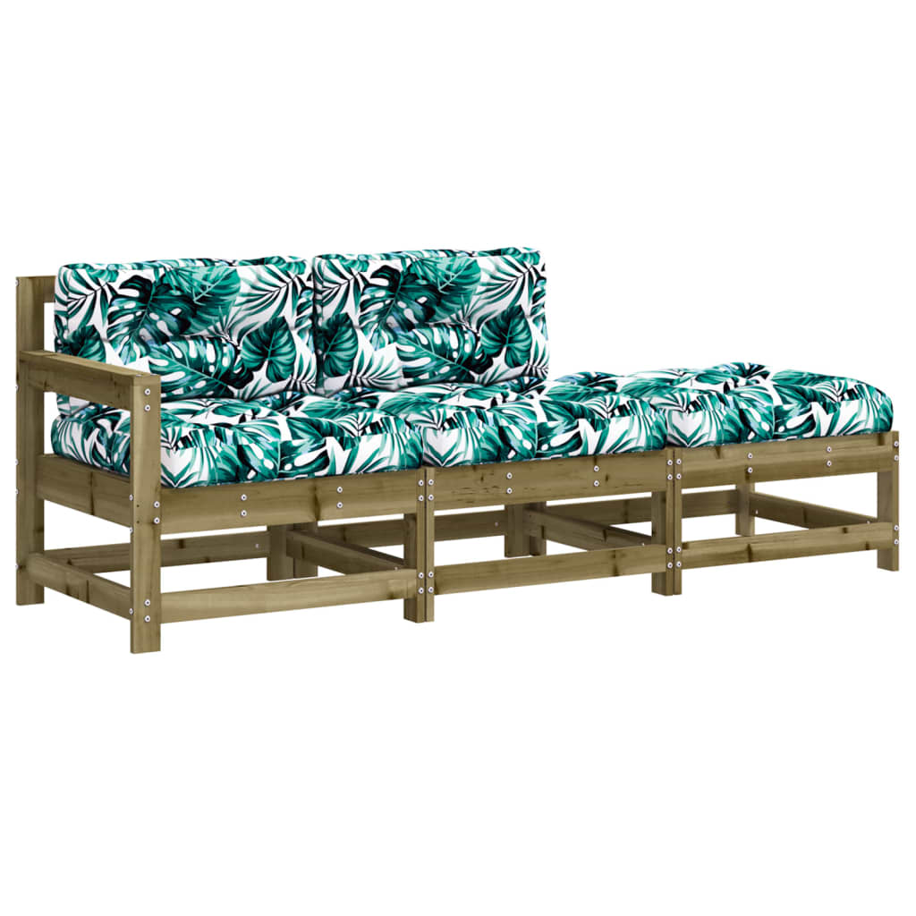 3 Piece Solid Wood Garden Lounge Set with Cushions