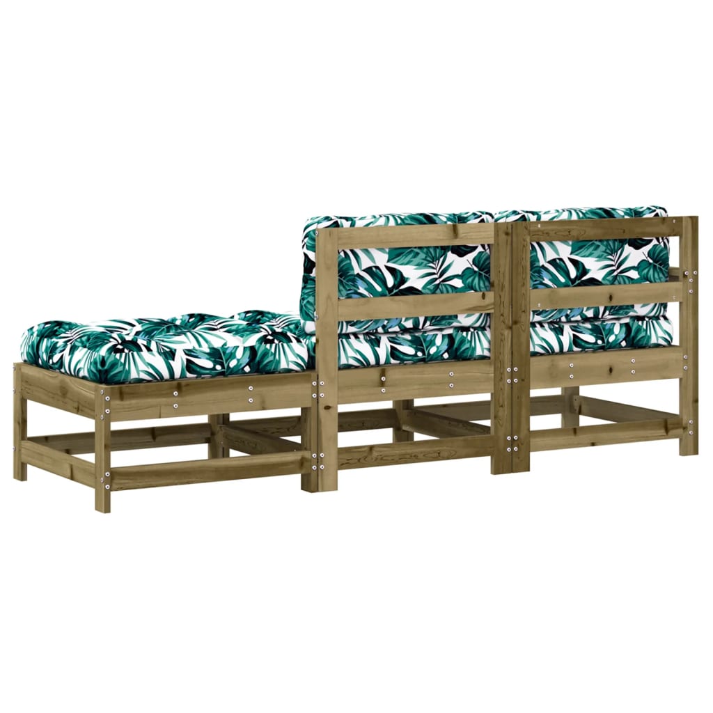 3 Piece Solid Wood Garden Lounge Set with Cushions