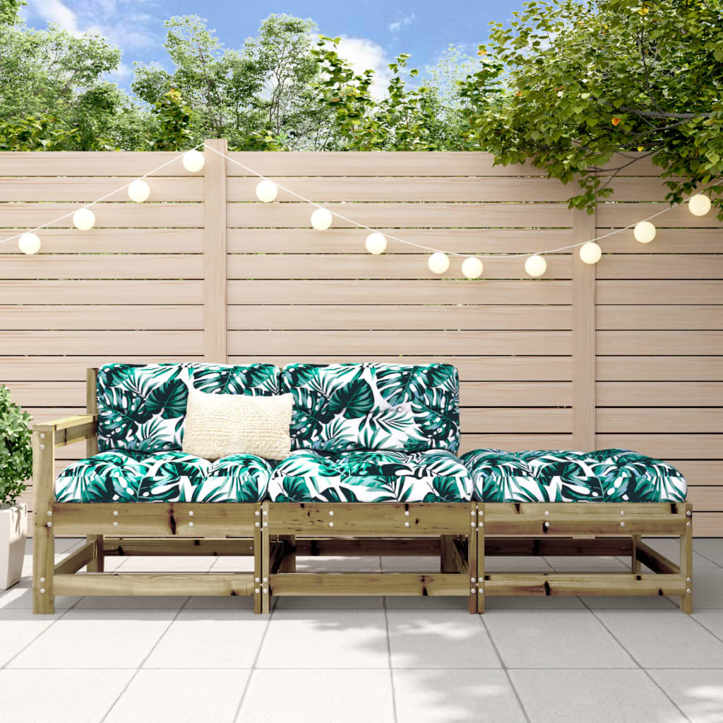 3 Piece Solid Wood Garden Lounge Set with Cushions