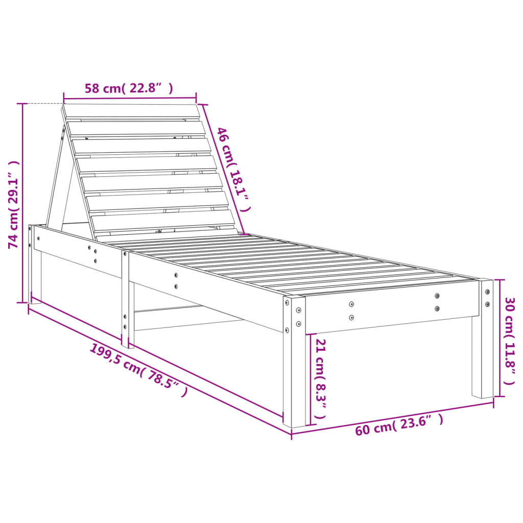 Solid Wood Sun Lounger with Adjustable Support