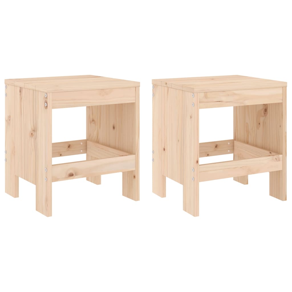 Garden Stools in Solid Wood - 2 pcs