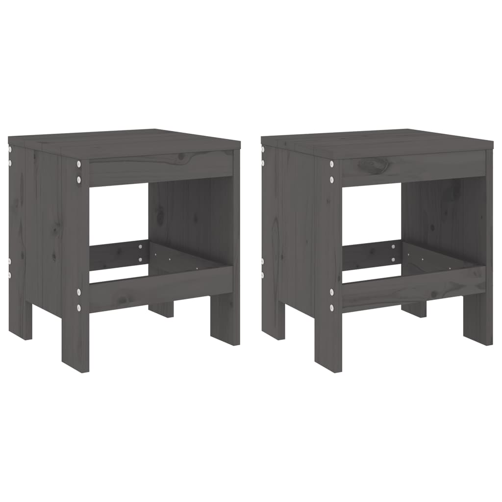 Garden Stools in Solid Wood - 2 pcs