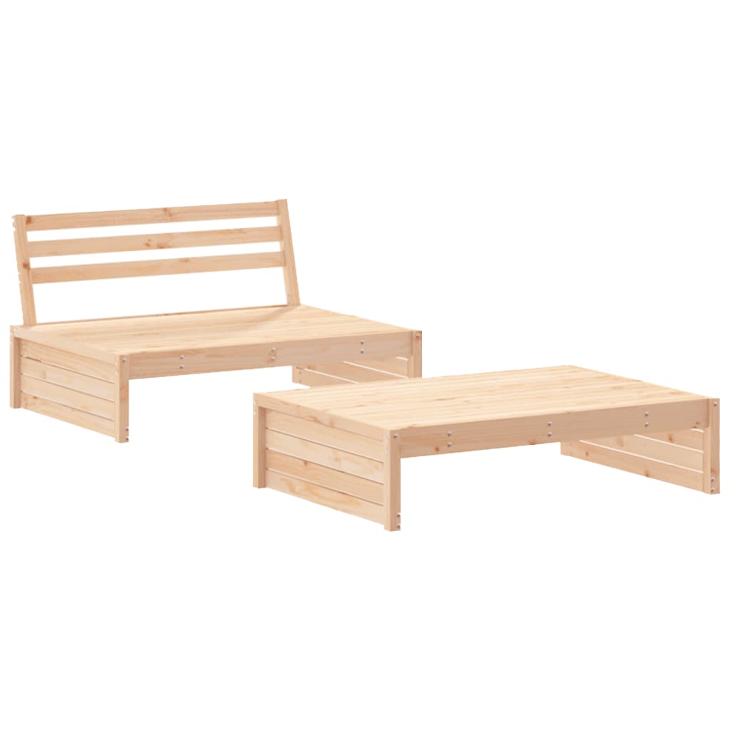 2 Piece Solid Wood Garden Lounge Set of Sofa and Table