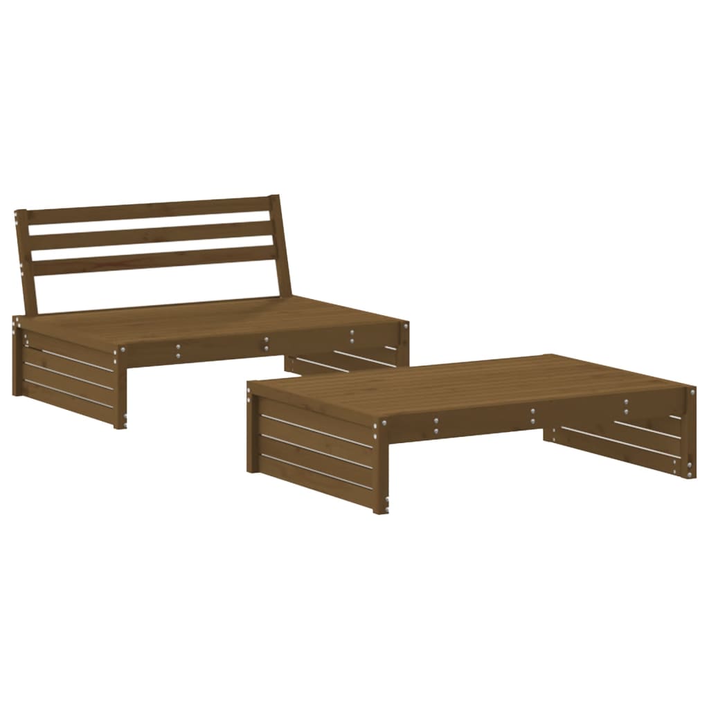 2 Piece Solid Wood Garden Lounge Set of Sofa and Table