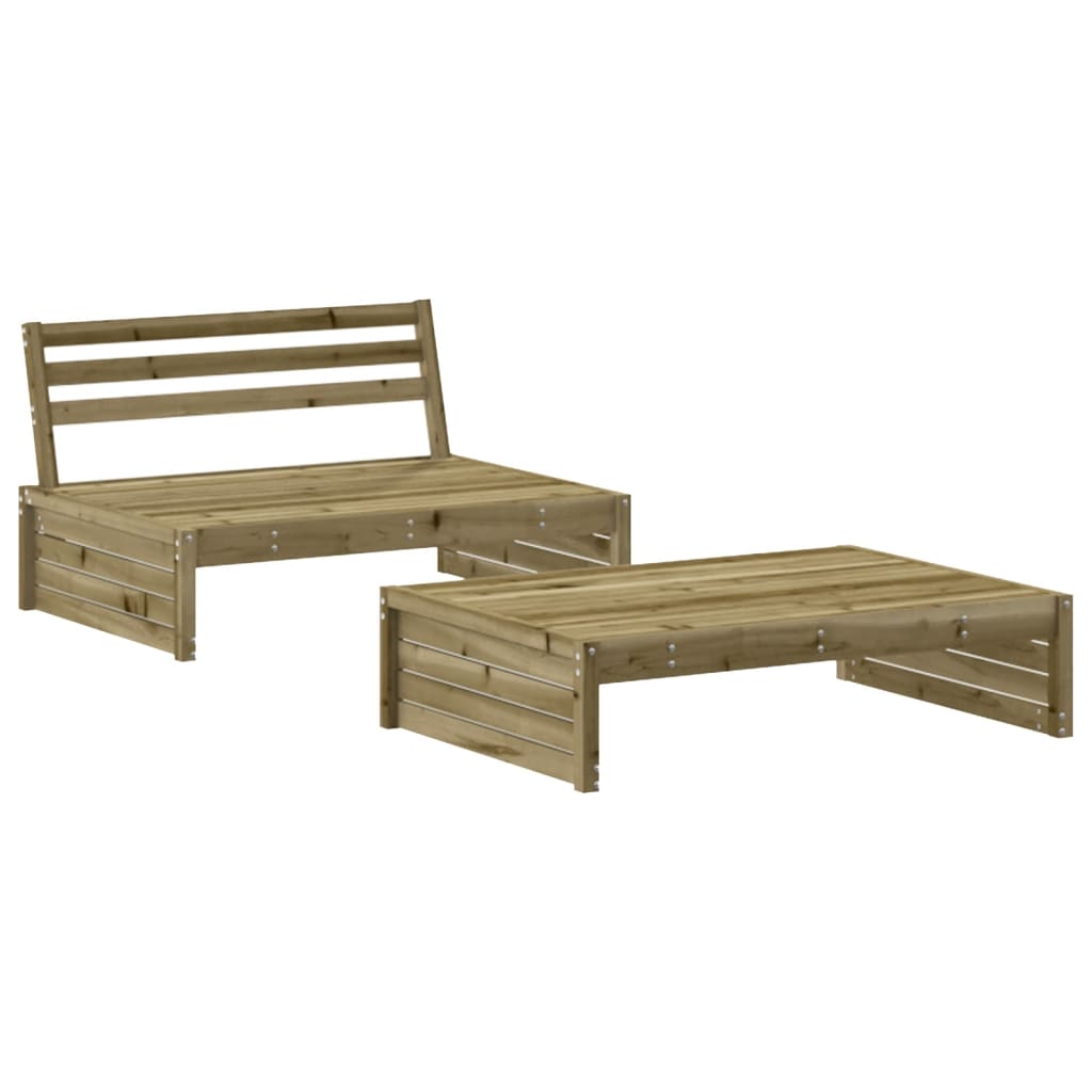 2 Piece Solid Wood Garden Lounge Set of Sofa and Table