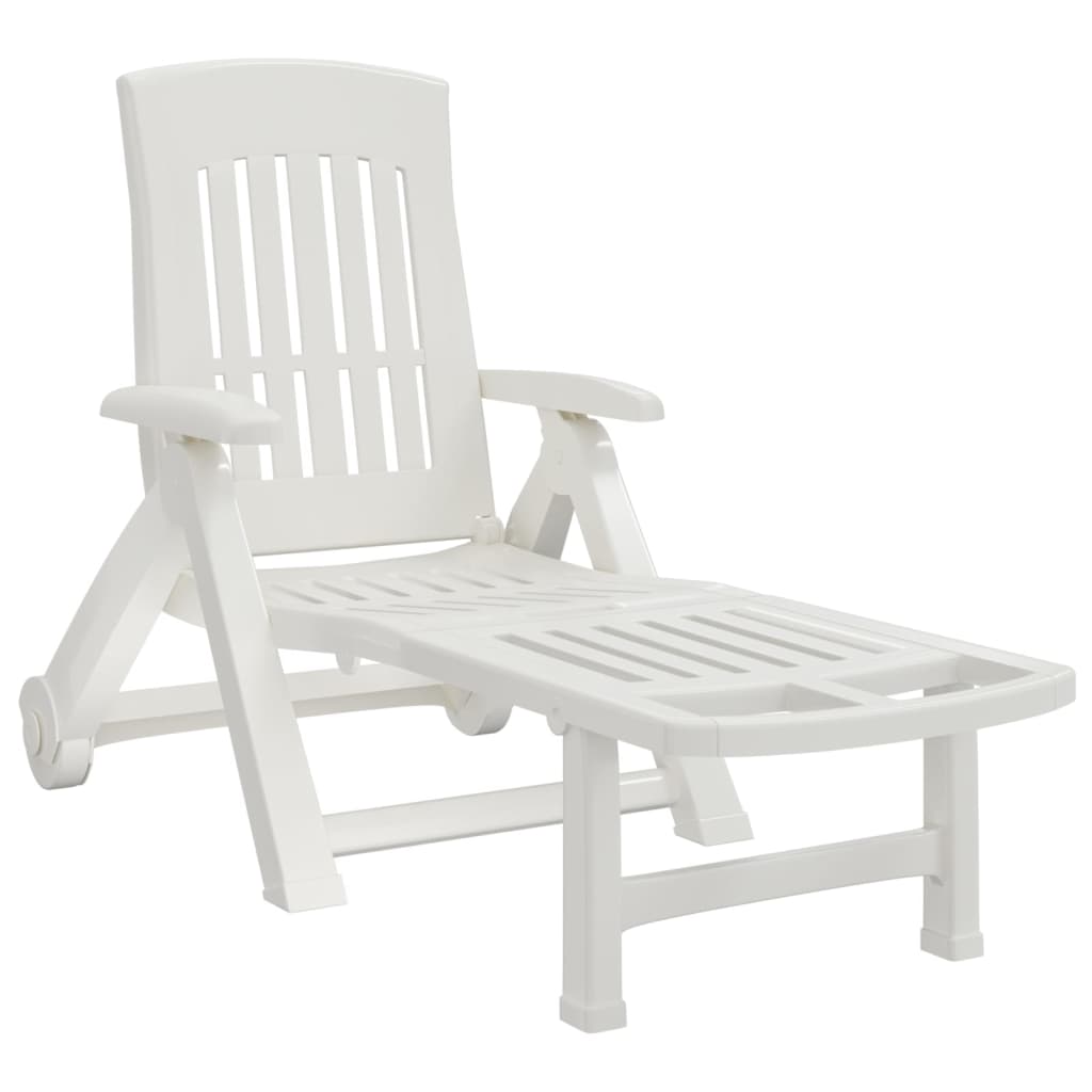 Folding Sun Lounger with Wheels