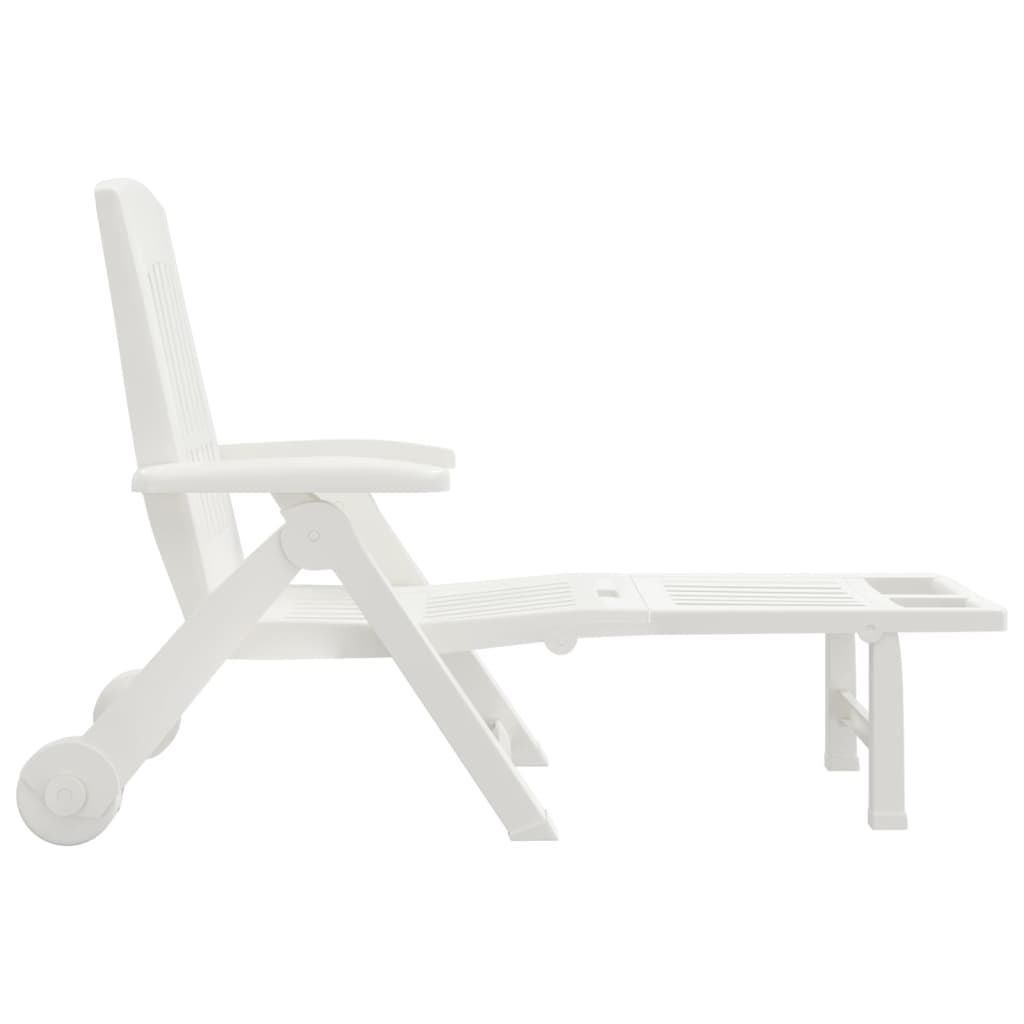 Folding Sun Lounger with Wheels