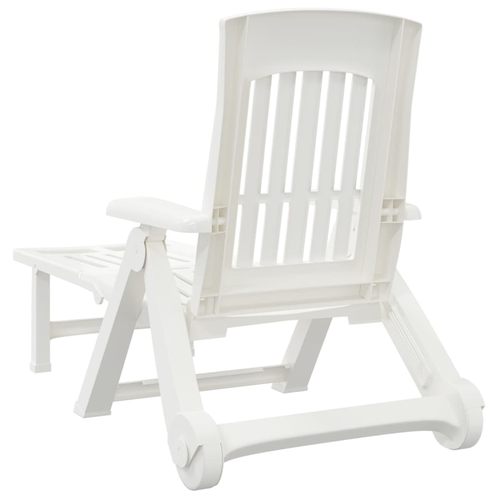Folding Sun Lounger with Wheels