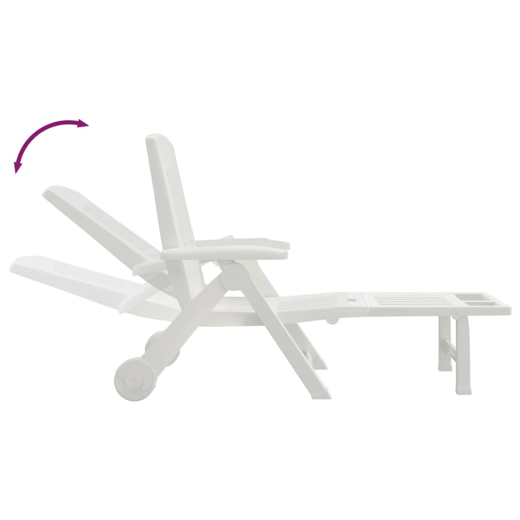 Folding Sun Lounger with Wheels