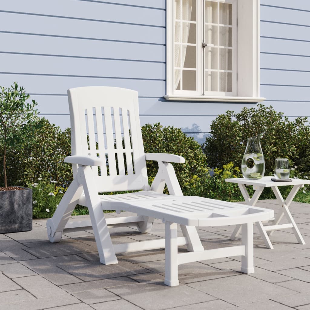 Folding Sun Lounger with Wheels