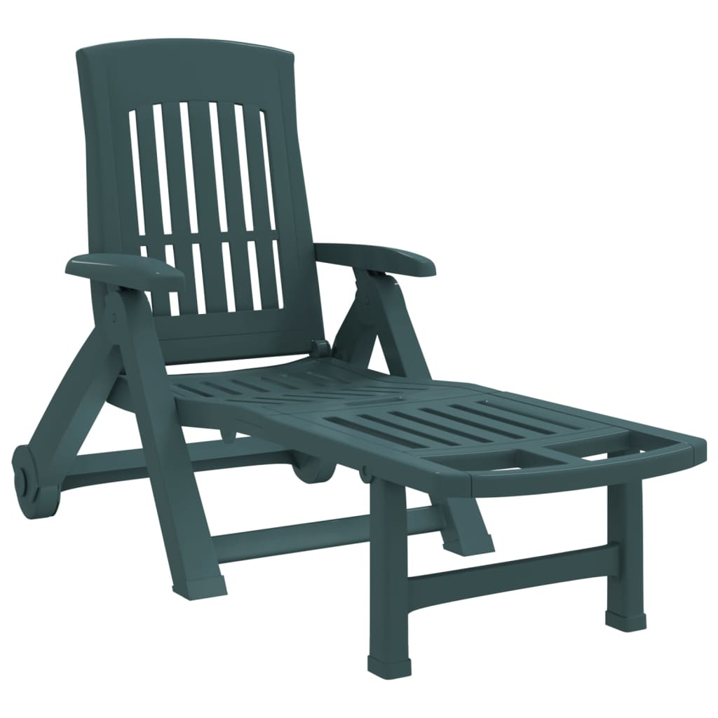 Folding Sun Lounger with Wheels