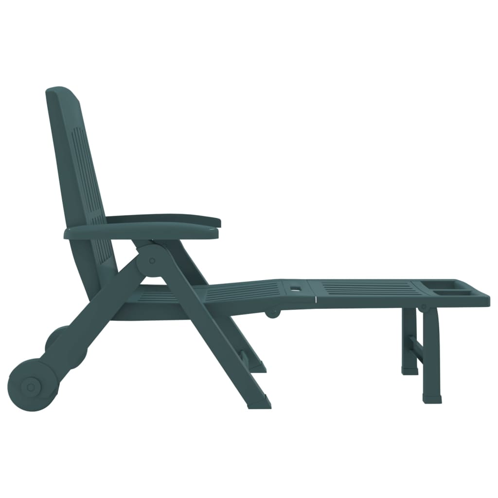 Folding Sun Lounger with Wheels
