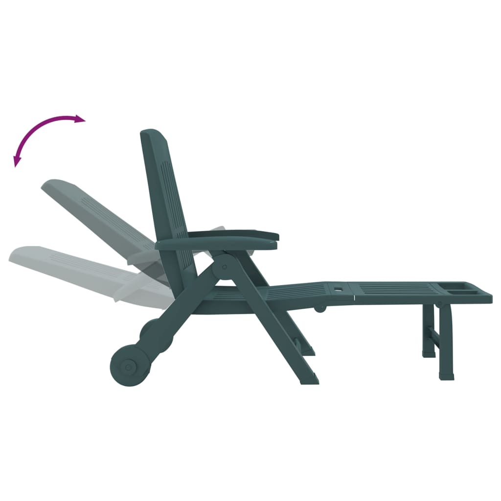 Folding Sun Lounger with Wheels