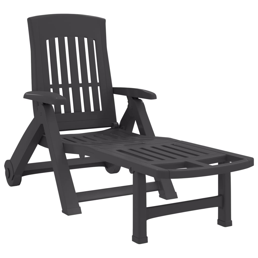 Folding Sun Lounger with Wheels