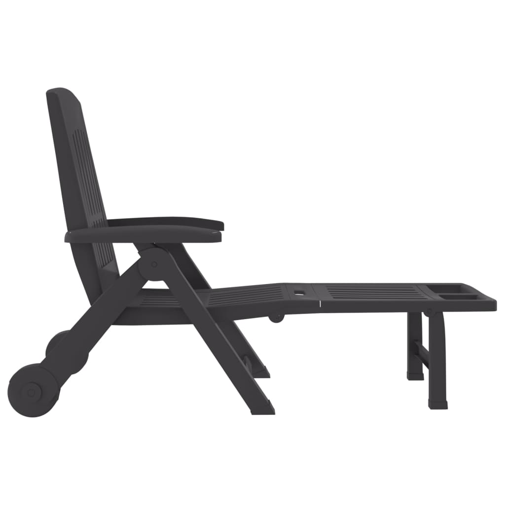 Folding Sun Lounger with Wheels