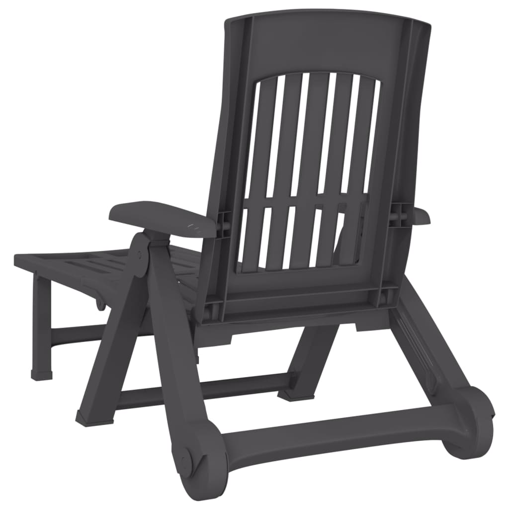 Folding Sun Lounger with Wheels