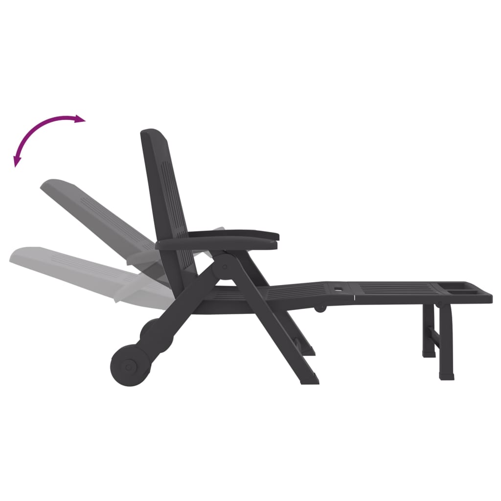 Folding Sun Lounger with Wheels