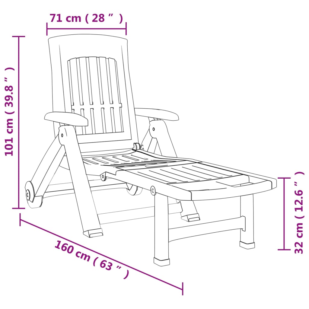 Folding Sun Lounger with Wheels