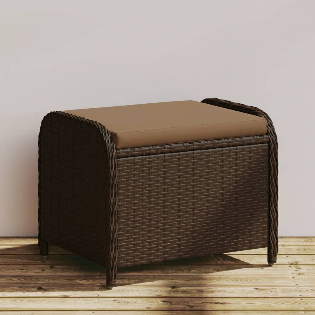 Rattan Garden Stool with Cushion