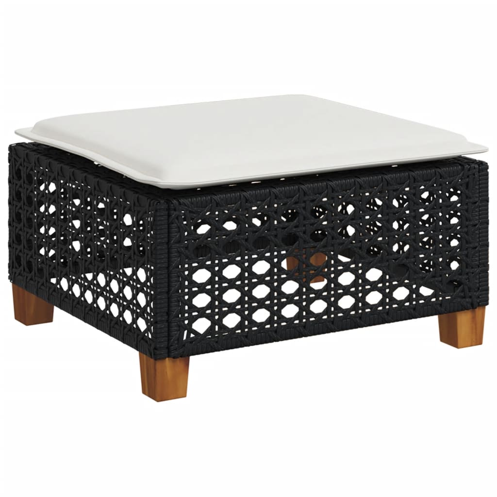 Large Garden Stool with Cushion in Poly Rattan