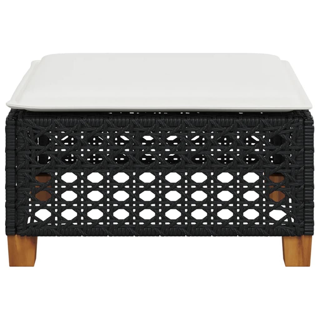 Large Garden Stool with Cushion in Poly Rattan