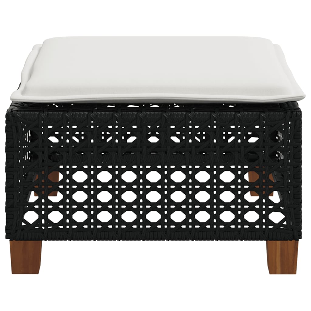 Large Garden Stool with Cushion in Poly Rattan