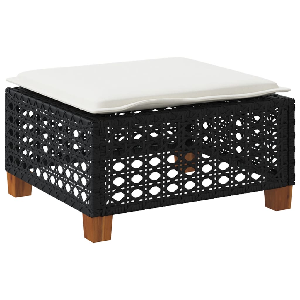 Large Garden Stool with Cushion in Poly Rattan
