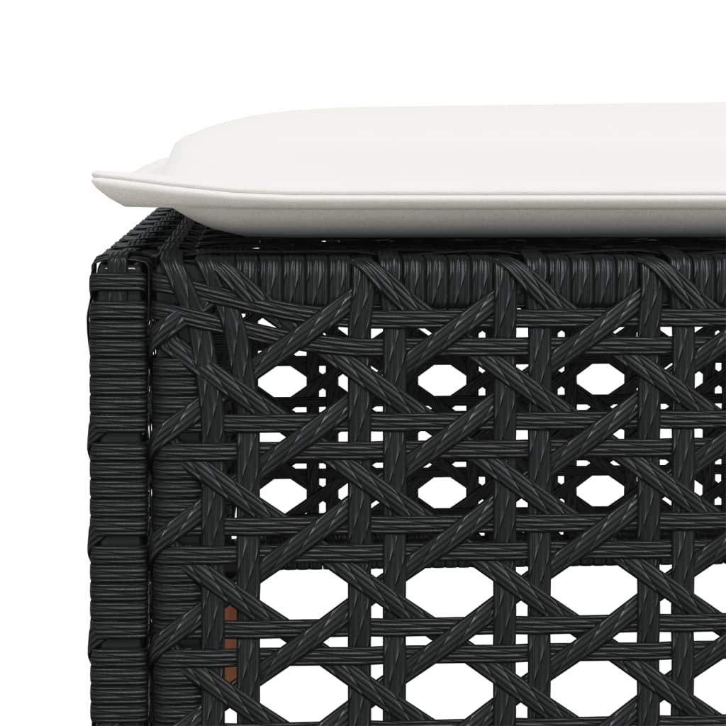 Large Garden Stool with Cushion in Poly Rattan