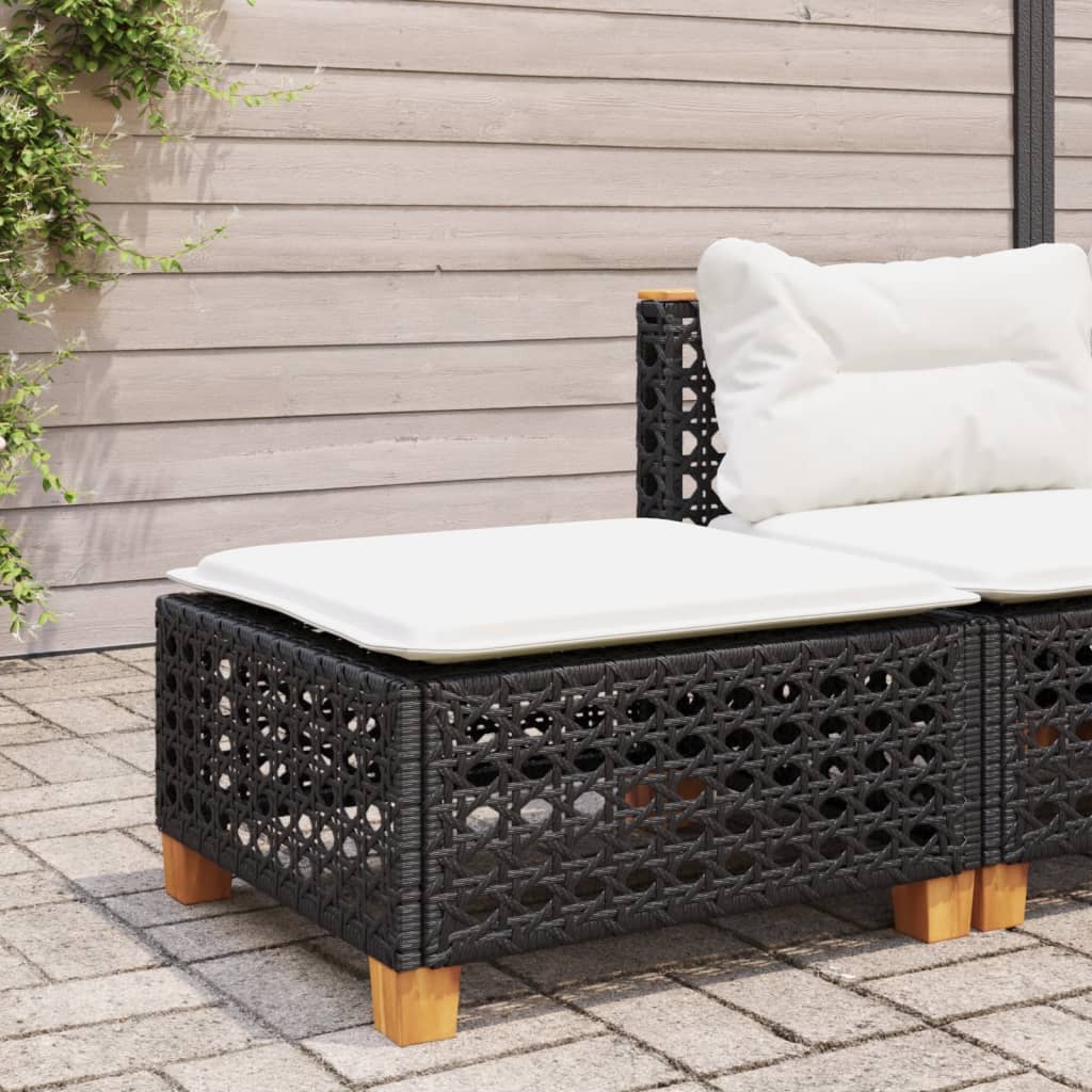 Large Garden Stool with Cushion in Poly Rattan