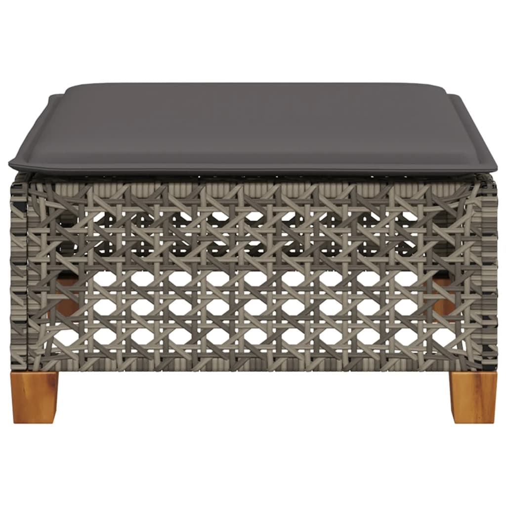 Large Garden Stool with Cushion in Poly Rattan