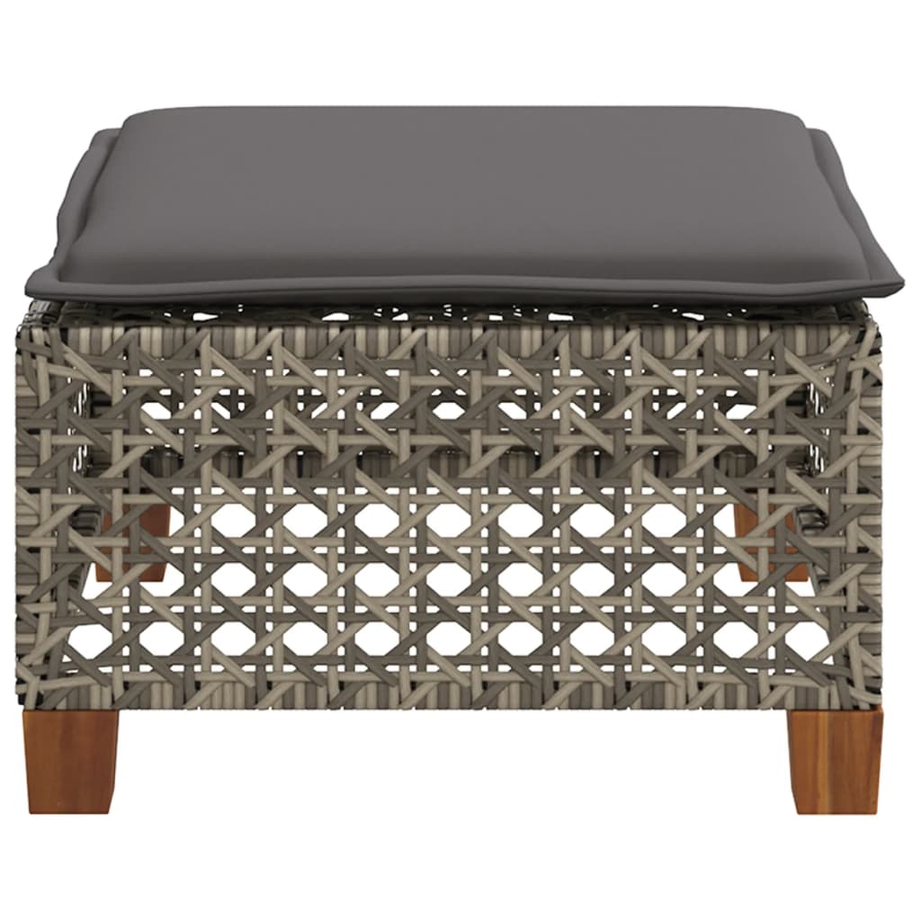 Large Garden Stool with Cushion in Poly Rattan