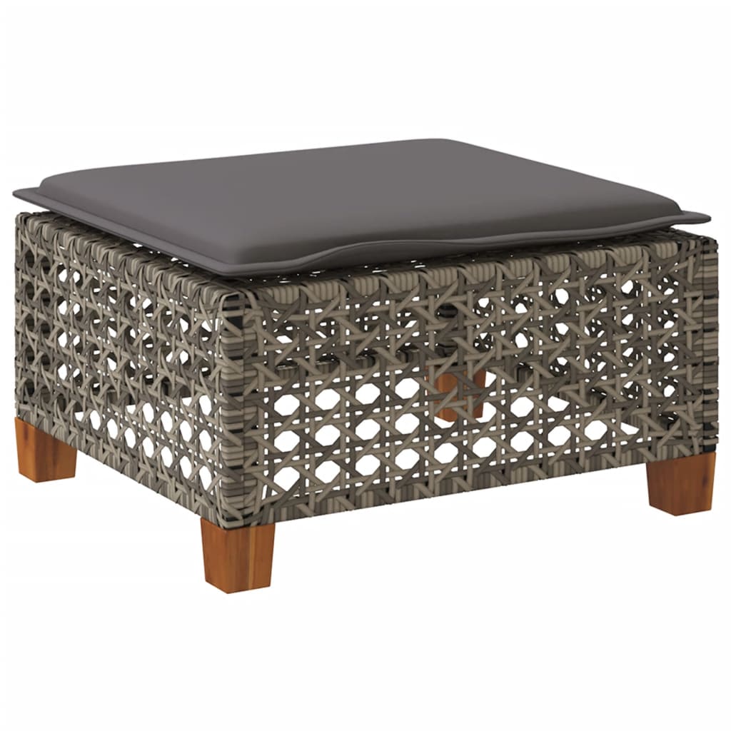 Large Garden Stool with Cushion in Poly Rattan